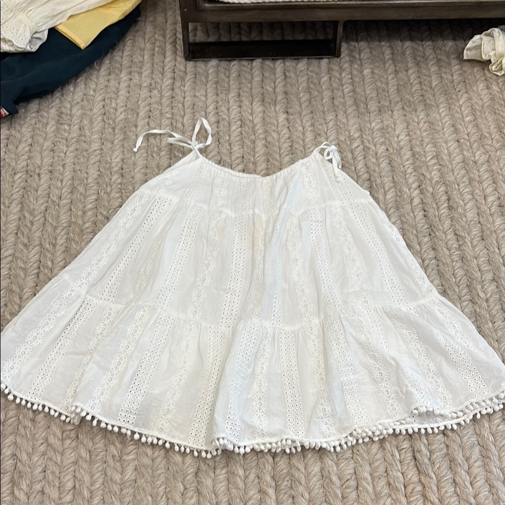 Zimmermann White Tiered Midi Dress Resort Wear small staining may come out